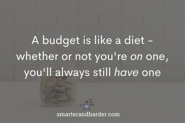 budgeting quote in front of coin jar