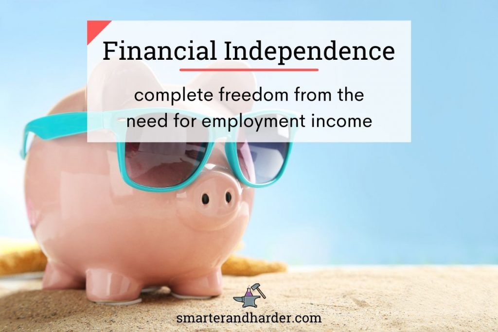 financial independence definition piggy bank on the beach