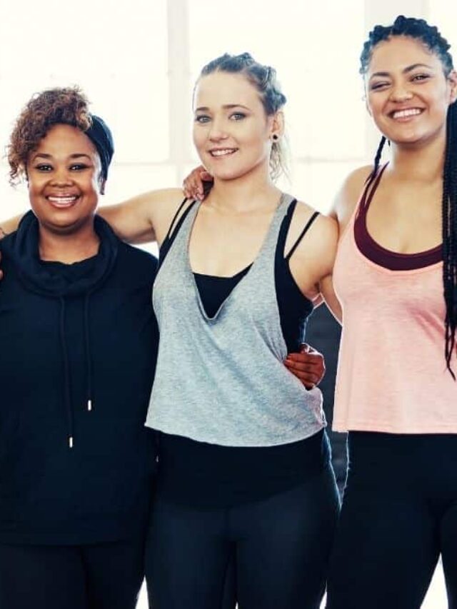 three women in gym after exercise