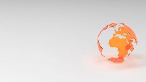 orange earth globe on white background
